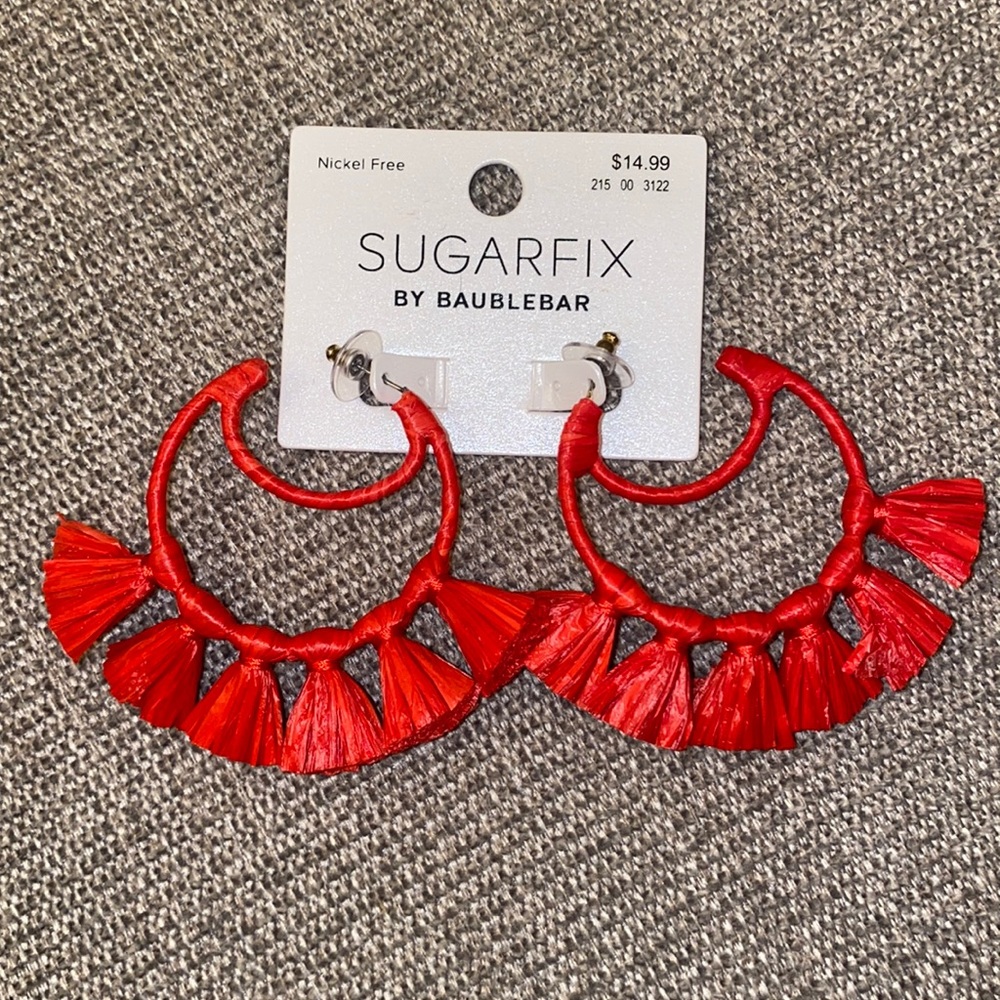 NWT- red sugarfix by baublebar tassel earrings